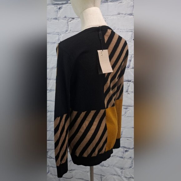 Burberry Brit Women's Sweater Wool Alpaca Striped Colorblock Camel Knight Small - Picture 7 of 16